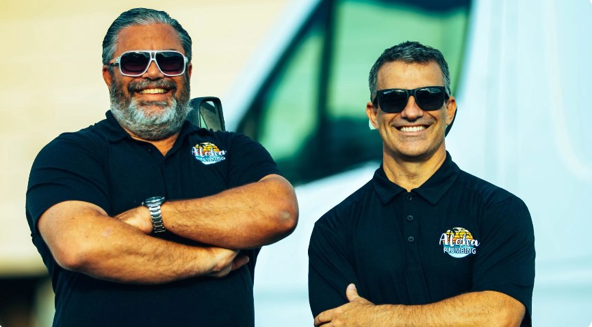 Aloha Plumbing South Florida owners standing proudly